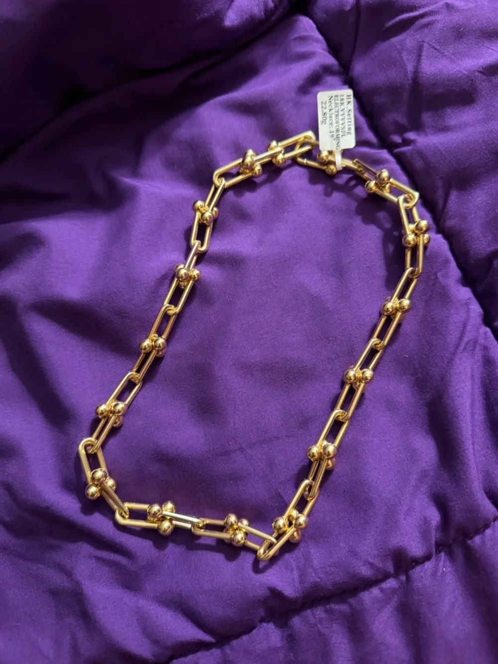 18k SOLID GOLD hardware style necklace - Picture 2 of 5